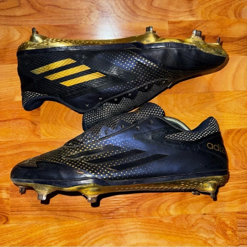 ADIDAS ADIZERO AFTERBURNER 2 BASEBALL CLEATS MEN SIZE 11 NAVY BLUE/GOLD AQ8802